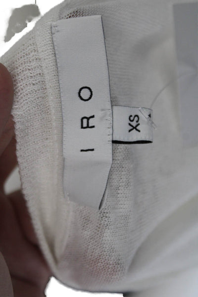 IRO Womens Linen V-Neck Short Sleeve Pullover Basic T-Shirt White Size XS