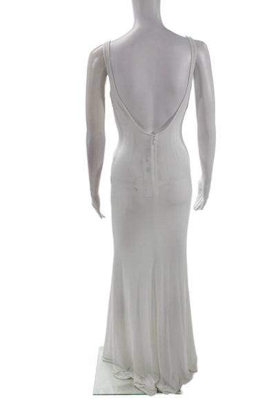 LaQuan Smith Womens Backless Gown with Train Detail - White Size M