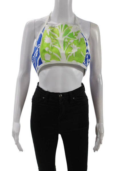 Rosie Assoulin Womens O'Delia Halter Top - Marine Blue Size 8
