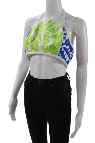 Rosie Assoulin Womens O'Delia Halter Top - Marine Blue Size 8