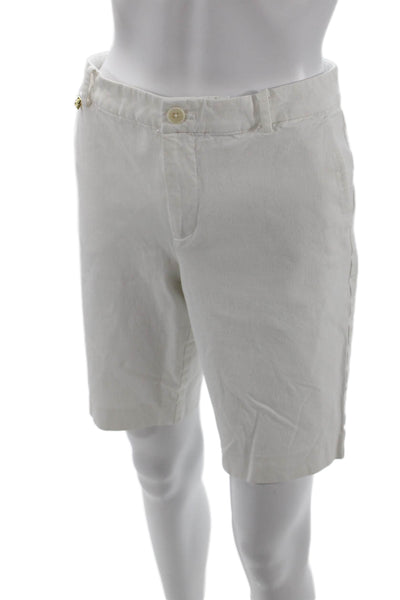 Lauren Ralph Lauren Womens Zipper Fly Mid Rise Bermuda Shorts White Size 10