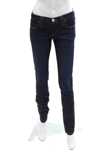 Dittos Womens Cotton Dark Wash Low-Rise Straight Denim Jeans Blue Size 24