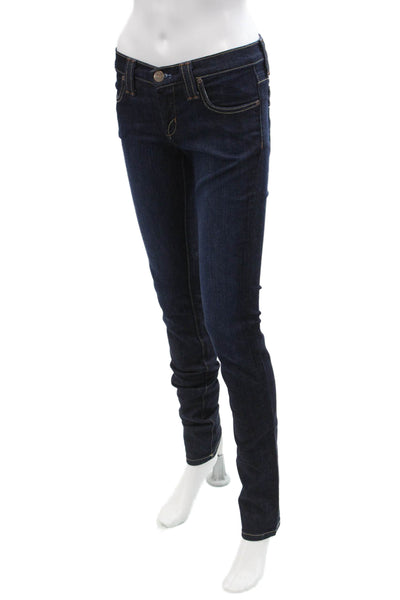 Dittos Womens Cotton Dark Wash Low-Rise Straight Denim Jeans Blue Size 24
