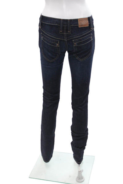 Dittos Womens Cotton Dark Wash Low-Rise Straight Denim Jeans Blue Size 24
