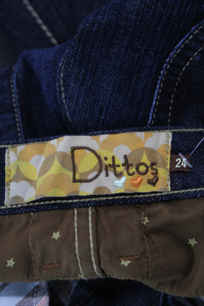 Dittos Womens Cotton Dark Wash Low-Rise Straight Denim Jeans Blue Size 24
