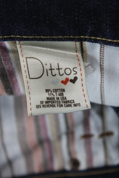 Dittos Womens Cotton Dark Wash Low-Rise Zippered Slim Jeans Blue Size 24