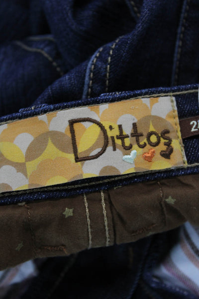 Dittos Womens Cotton Dark Wash Low-Rise Zippered Slim Jeans Blue Size 24