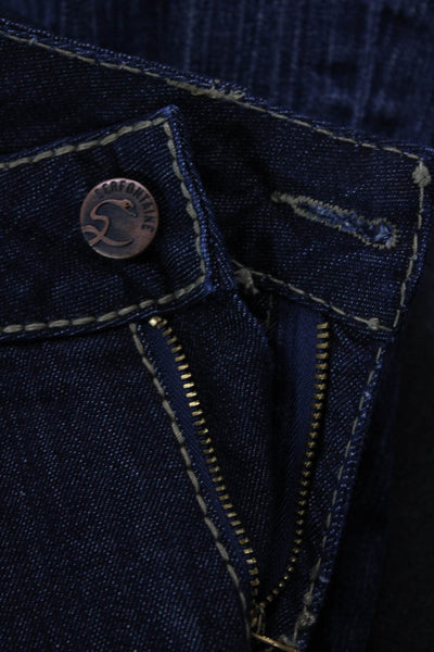 Serfontaine Womens Cotton Dark Wash Cuffed Skinny Denim Jeans Blue Size 25