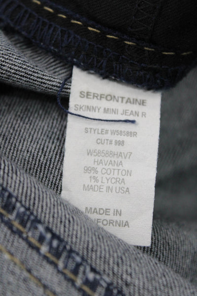 Serfontaine Womens Cotton Dark Wash Cuffed Skinny Denim Jeans Blue Size 25