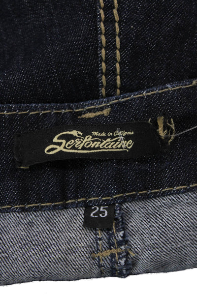 Serfontaine Womens Cotton Dark Wash Cuffed Skinny Denim Jeans Blue Size 25