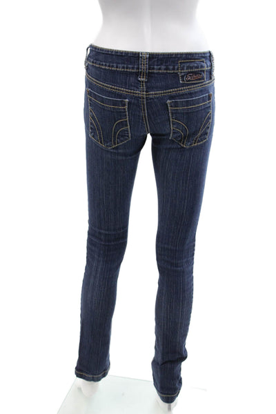 Serfontaine Womens Cotton Striped Low-Rise Medium Wash Jeans Blue Size 25