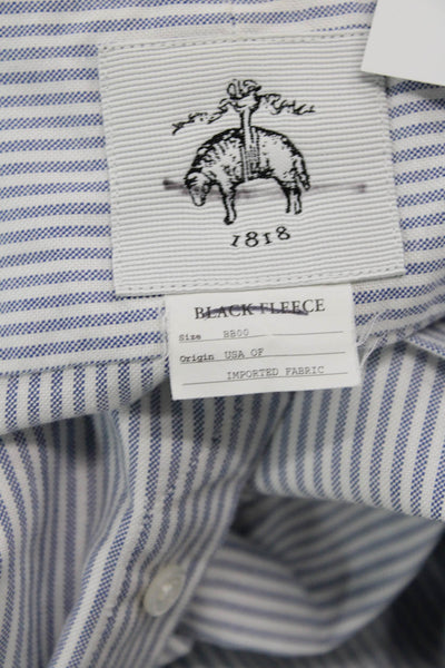 Black Fleece Womens Striped Collared Buttoned Midi Shirt Dress Blue Size 00