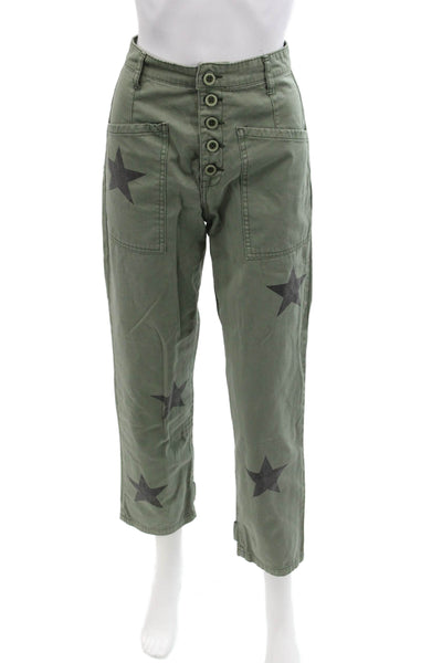Pistola Womens Cotton Button Graphic Printed Pants Green Size EUR 24
