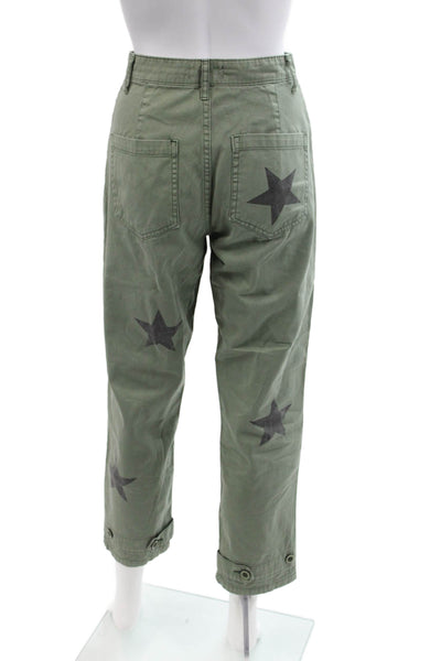 Pistola Womens Cotton Button Graphic Printed Pants Green Size EUR 24