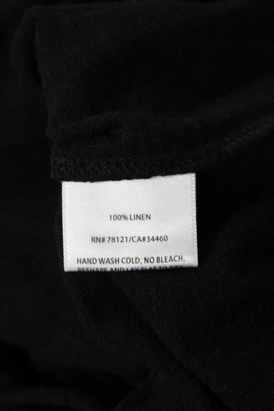 Eileen Fisher Womens Linen Metallic Embellished Round Neck Tank Top Black Size S