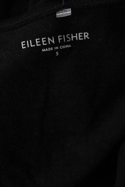 Eileen Fisher Womens Linen Metallic Embellished Round Neck Tank Top Black Size S
