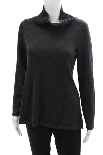 Eileen Fisher Womens Knitted Long Sleeve Ribbed Detail Sweater Gray Size S