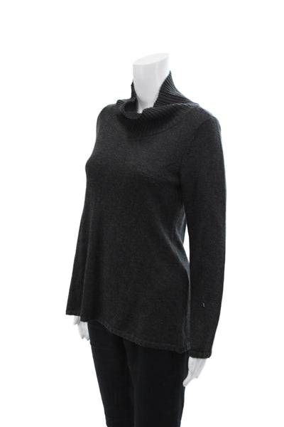 Eileen Fisher Womens Knitted Long Sleeve Ribbed Detail Sweater Gray Size S