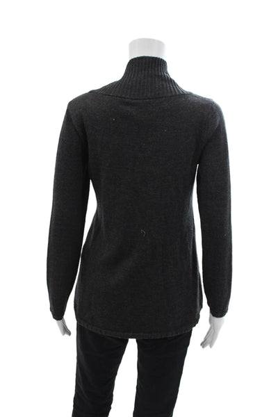 Eileen Fisher Womens Knitted Long Sleeve Ribbed Detail Sweater Gray Size S