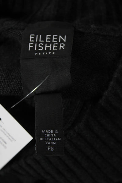 Eileen Fisher Womens Knitted Long Sleeve Ribbed Detail Sweater Gray Size S