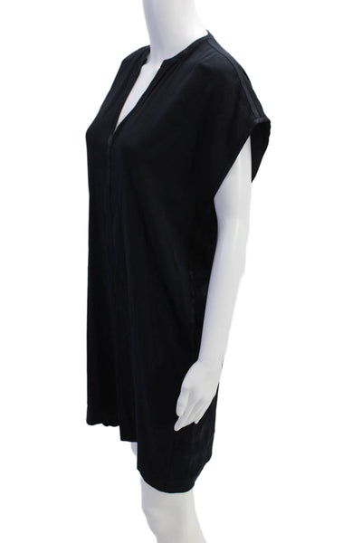 Vince Womens Sleeveless Y-Neck Casual Shift Mini Dress Blue Size XS