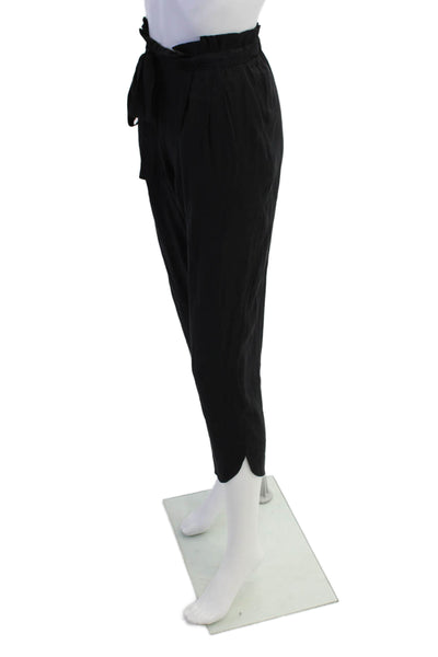 Ramy Brook Womens Silk Drawstring High-Waisted Straight Pants Black Size 6