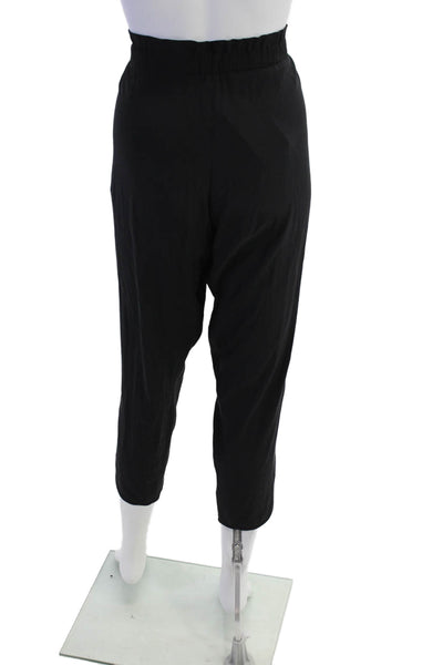 Ramy Brook Womens Silk Drawstring High-Waisted Straight Pants Black Size 6