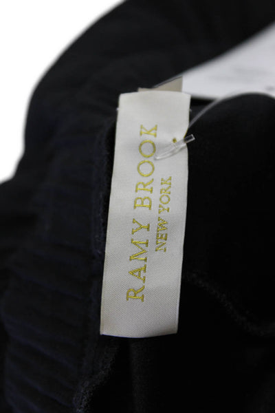 Ramy Brook Womens Silk Drawstring High-Waisted Straight Pants Black Size 6