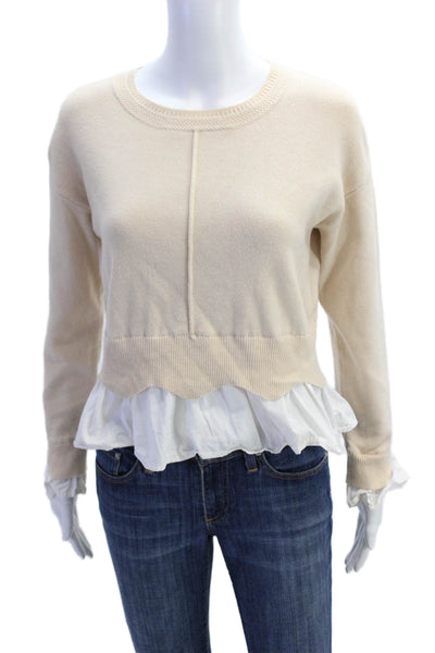 English Factory Womens Long Sleeve Layered Pullover Knit Sweater Beige Size XS