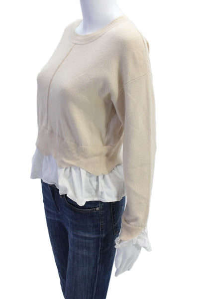 English Factory Womens Long Sleeve Layered Pullover Knit Sweater Beige Size XS