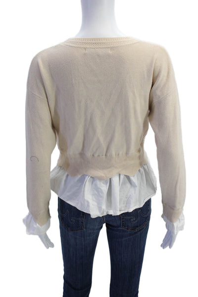 English Factory Womens Long Sleeve Layered Pullover Knit Sweater Beige Size XS