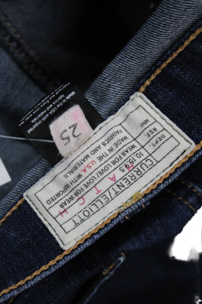 Current/Elliott Womens Cotton Stretch Skinny Straight Leg Jeans Blue Size 25
