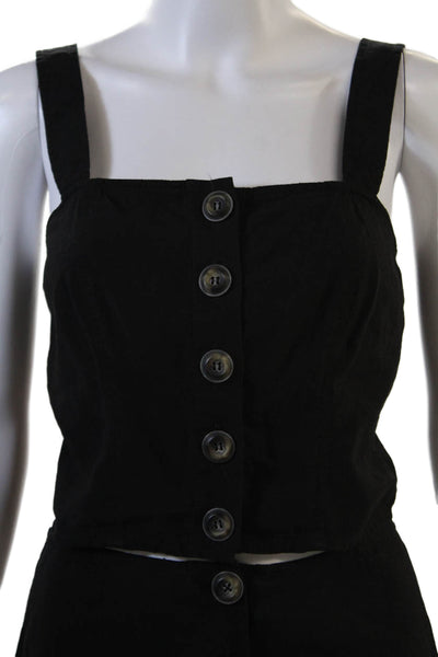 Intermix Womens Linen Blend Button Down Tank Top Skirt Set Black Size 0