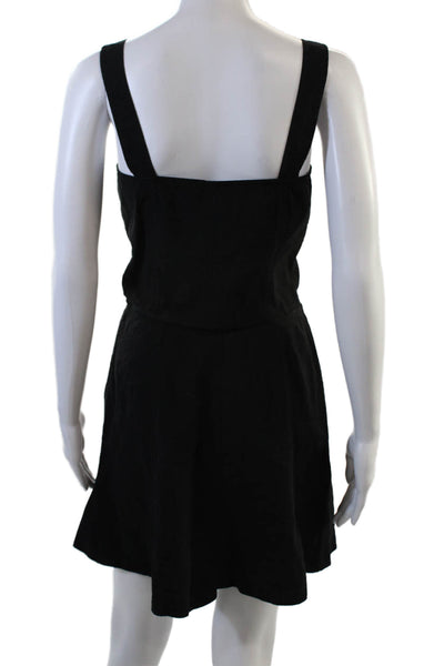 Intermix Womens Linen Blend Button Down Tank Top Skirt Set Black Size 0