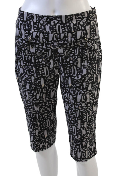 Jamie Sadock Women's Zip Closure Abstract Print Bermuda Shorts Black Size 4
