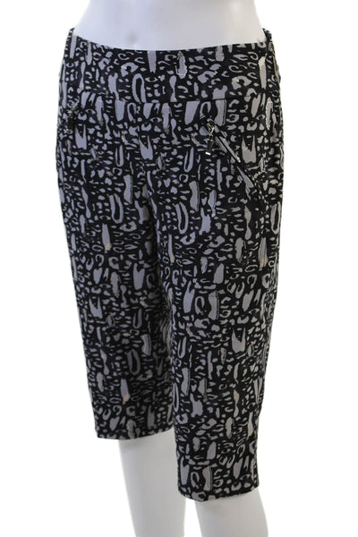 Jamie Sadock Women's Zip Closure Abstract Print Bermuda Shorts Black Size 4