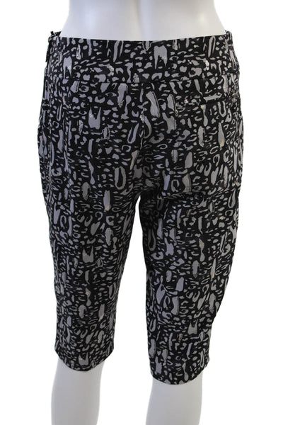 Jamie Sadock Women's Zip Closure Abstract Print Bermuda Shorts Black Size 4