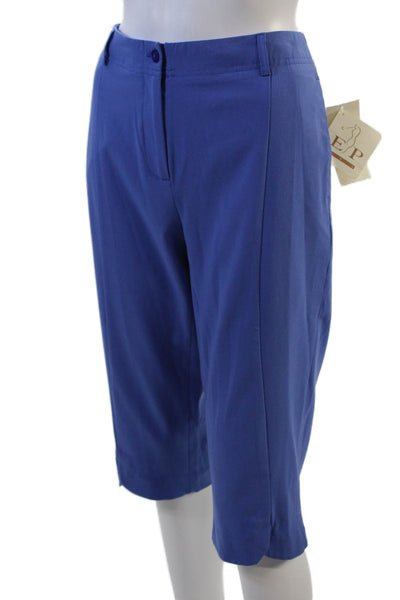 EP Pro Women's Button Closure Pockets Slit Hem Bermuda Shorts Blue Size 4