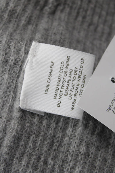 White + Warren Women's V-Neck Long Sleeves Ruffle Cashmere Sweater Gray Size S