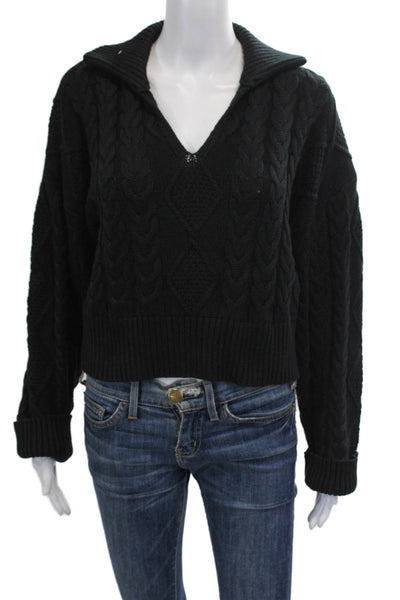 Sablyn Womens Braided Pullover - Black Size L