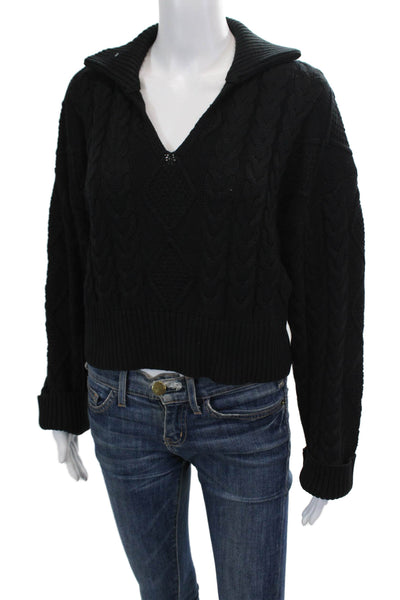 Sablyn Womens Braided Pullover - Black Size L