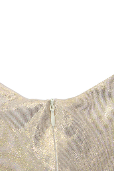 Sergio Hudson Womens Cowl Slip Gown with Low Back - Gold Lamé Size 2