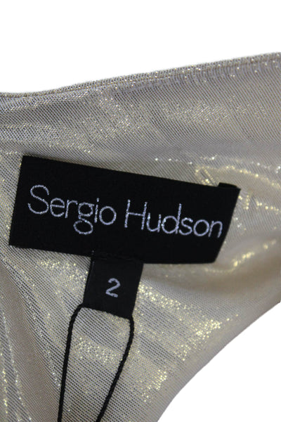 Sergio Hudson Womens Cowl Slip Gown with Low Back - Gold Lamé Size 2