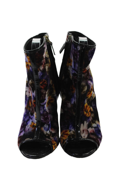 Jerome C. Rousseau Womens Floral Velvet Sequined Heel Booties Multicolor Size 8