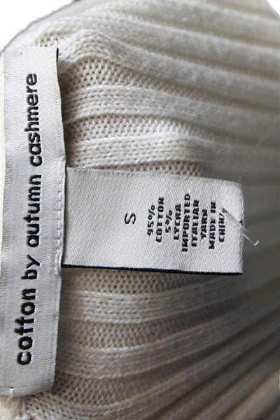 Cotton By Autumn Cashmere Womens Cotton Ribbed Knit Sweater White Size S