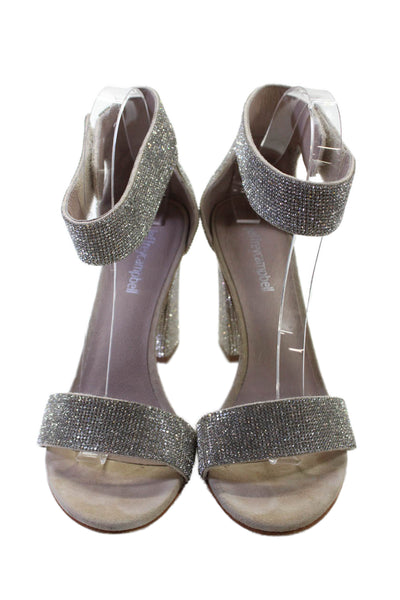Jeffrey Campbell Womens Slip-On Ankle Strap Pump High Heels Silver Size 8