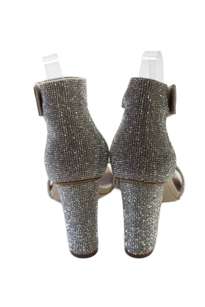 Jeffrey Campbell Womens Slip-On Ankle Strap Pump High Heels Silver Size 8