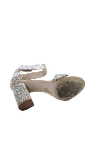 Jeffrey Campbell Womens Slip-On Ankle Strap Pump High Heels Silver Size 8