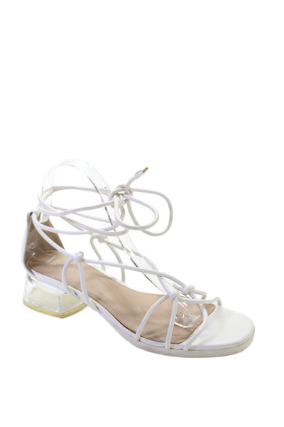 BCBGeneration Womens Slip-On Strappy Casual Heeled Sandals White Size 8