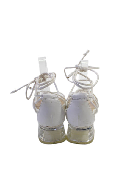 BCBGeneration Womens Slip-On Strappy Casual Heeled Sandals White Size 8